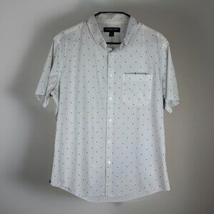 Mizzen Main Leeward Trim Fit Shirt Button Down White Geo Mini Print Mens Large